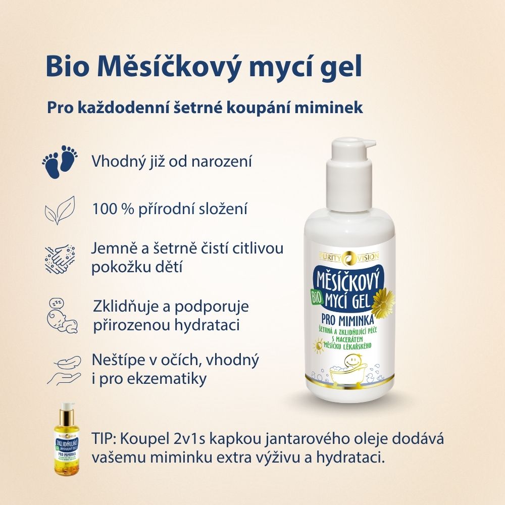 Bio Nechtíkový umývací gél pre bábätká 200 ml